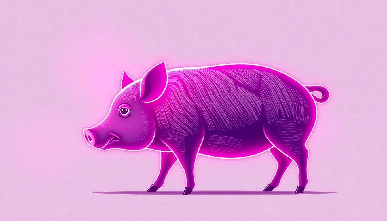 Modernes Sparschwein in Neon-Farben, Illustration